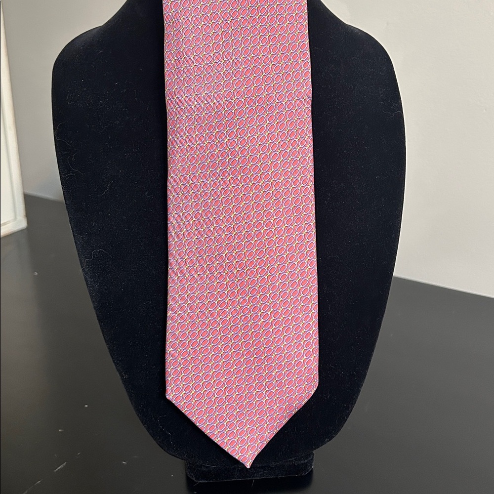 Peter Blair 100% Silk Reddish Pink, Blue & Green Chain Link Patterned Men's Tie